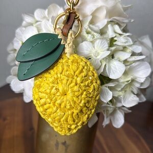 Kate Spade Lemon Drop Beaded Crochet Key Fob Bag Charm Keychain